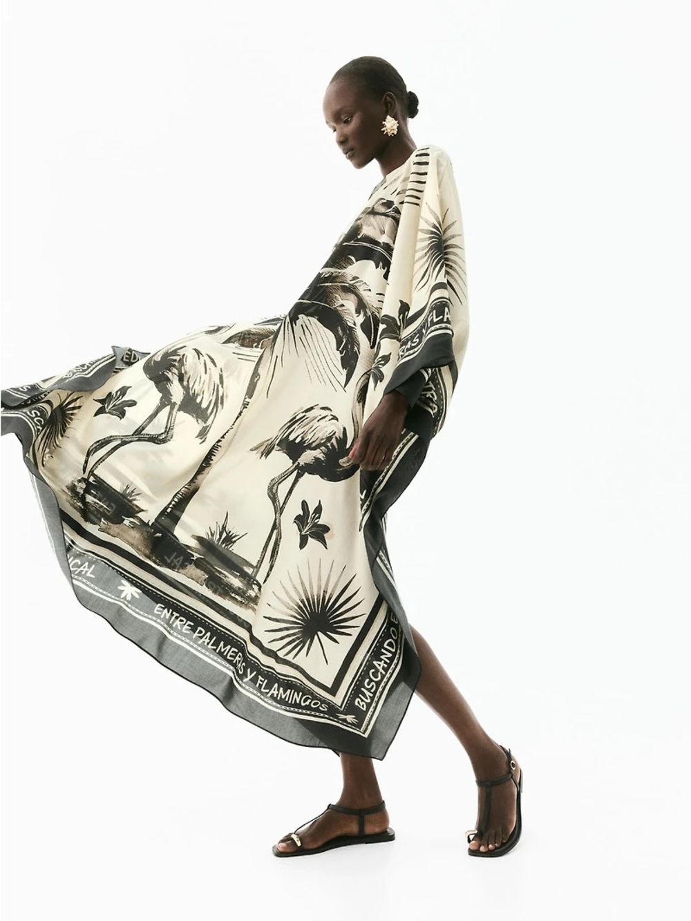Sold Out H&M Limited Edition Tropical Kaftan Dress XL/XXL Resort Maxi NWT - Picture 2 of 5